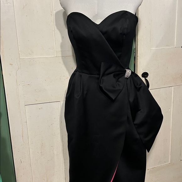 VTG Nili Martin Strapless Gown Sz 12 Black + Magenta Lining Made USA 90s Mobwife - Picture 2 of 16